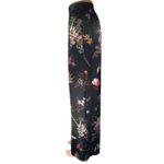 Victoria's Secret Black Silky Satin Floral Pleated Wide Leg Trousers Pants Sz XS Photo 1
