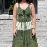 Free People Renaissance bohemian hippie green tie dye lace up dress / one size Photo 1
