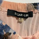 Sugar Lips Pink and Blue Ruffled Off Shoulder Crop Blouse EUC Photo 1