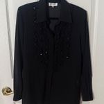 Studio I Vintage  Black Button Down Shirt ruffles sequins size 10 Photo 0