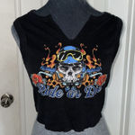 Forever 21 Biker Tanktop Crop Fit Size Medium Skull And Flames Photo 0