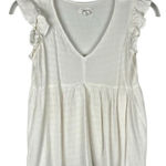 Japna  100% Viscose White Boho Cap Sleeve V-neck Peasant Top Babydoll Small Photo 0