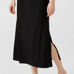 Eileen Fisher Black Viscose Jersey A-Line Midi Skirt Photo 1