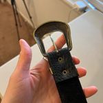 Black Vegan Leather Embellished Antique Brass Colored Buckle Size Medium Photo 6