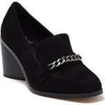 Vince Camuto NEW VINCE‎ CAMUTO Almond-toe Pump Black Suede block heel pump front chain… Photo 0