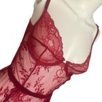 Women’s medium red lace slip teddy lingerie babydoll chemise with garter straps Photo 4