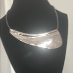 Chico's 2 Boho Inspired Silver Tone Blue Fringe Geometric Cord Choker Collar Necklaces Photo 3