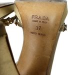 Prada Jeweled Satin Ankle Strap Heels Gold Bow Embellished Sandals 37 Photo 9