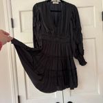 Ulla Johnson Amara Dress Noir Black Plisse Satin Mini Dress Size 4 Small Ruffle Photo 9