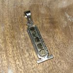 Sterling Silver Vintage Long Egyptian Mexico Symbols 925  Pendant Photo 1
