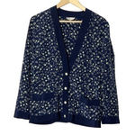 Ann Taylor Vintage‎  silk cardigan blue green abstract print button Photo 0