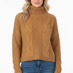 Glam  mustard wheat color oversized knit turtleneck sweater size small/medium Photo 0