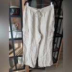 Lands' End Lands’ End Linen cargo pants beige sand petite short putty drawstring straight Photo 1