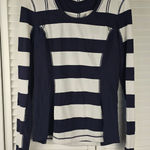 Lululemon Run White Deep Indigo Wide Bold Stripe Switch Back Long Sleeve Top 8 Photo 0
