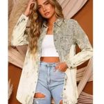 Peach Love  Acid Wash Corduroy Shacket Shirt Jacket Cotton Relaxed Fit Size S Photo 0