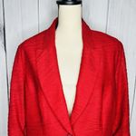 Chico's Womens Red Textured One-Button Ruched Sleeve Blazer Size 2 Large Photo 1