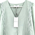 WAYF  size XS‎ new with tags green long sleeve crop blouse lace button up tie Photo 3