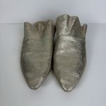 Free People Sienna Metallic Ruffle Leather Slip On Mule Flat Sz 39.5 US 9.5 Gold Photo 3