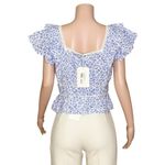 PINK CITY PRINTS Emilee Top, Cornflower Dahlia, Medium Blue Photo 6
