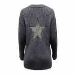 Alexander Wang safety pin star chunky rib knit wool v-neck tunic sweater Photo 10
