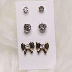 NWOT Gold Stud Faux Diamond/ Bow Earring Photo 0