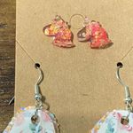 None Women's Glitter Unicorn‎ Earring Set Dangle And Studs Peach Set Vegan Leather Photo 2