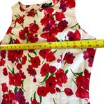 CHAPS Floral Sheath Dress Cotton Sleeveless Midi Red Black White Womens 14 Photo 8