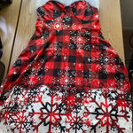 B40 New Women’s Christmas 🤶 Snowflake ❄️ Faux Fur Trim Dress Medium 15.5” Bust Photo 0