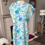 Handmade Vintage 1960’s blue floral dress cap sleeve midi length stunning Photo 13