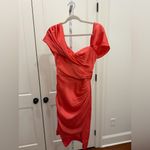 Theia Daniela Asymmetric Draped Satin Dress Orange Size 4 Photo 8