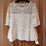 Alexis Ivory Lace Fringe Chain Embellished Lined Swing Blouse Top Size Small Photo 5