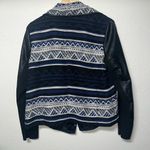 i Jeans By Buffalo Woman’s‎ Large Blue Black Aztec Pattern Jacket Faux Leather Photo 3