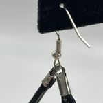 Double Leather Corded Dangling Earrings w/ Silver Photo 10