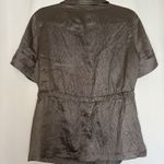 Chico's Women's SZ 1 Shimmer Brown Snap up Short Sleeve Tencel Roll Tab Sleeve Photo 4