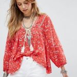 Free People  Never A Dull Moment Scarlet Red Blouse Photo 0
