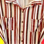 No Boundaries  Juniors Striped Button Down Waste Tie Mini Dress Cream Rust Large Photo 5