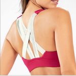 Fabletics  Hot Pink Sports Bra Metallic Silver Straps Athletic Gym Wear Yoga S Photo 1