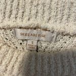 Skies Are Blue  Sweater Womens Small Cream Eyelet Ribbed Ivory Soft Long Sleeve Photo 1