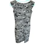 Adrianna Papell Adriana Papell Gray Black Paisley Bodycon Lowcut Sexy Stretchy Date Night Dress Photo 7
