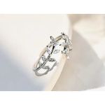 Boutique Sparkly‎ 5a Cz Leaf Ring | White Gold Plated Sterling Silver Photo 5