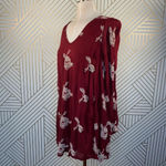 Free People ‎ Embroidered Austin Mini Dress Maroon Photo 5