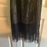 Miss California Apparel Black And Tan Lace Fringe‎ Dress Size Large Photo 4