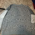 Le lis Gray Blue Checkered Smiley Pattern Sweater Photo 6