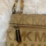 Michael Michael Kors Signature Monogram Wristlet Wallet Purse Tan Photo 6