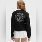 Lululemon Cotton French Terry Crewneck Pullover Tennis Club Black White Size M Photo 1