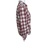 Talbots  Shirt Womens Button Up Long Sleeves Cotton Red White Plaid Ruffled XS Photo 2