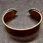 Loren Hope. Vintage Clear Rhinestone Brass Cuff Bracelet Signed Photo 3