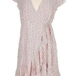 Rails  Koreen Flower Vines Wrap Mini Dress White Pink Lined Short Sleeve Size M Photo 0