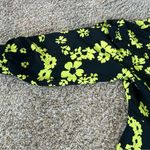 Topshop  Women’s Floral Wrap Long  Dress - Black/Bright Lime Green Sz 4 Photo 2