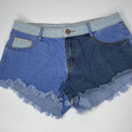 Cotton On Denim Shorts Womens 6 Blue Color Block Frayed Cotton Western Dukes Photo 0